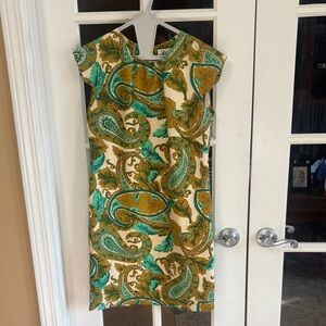 Milly of New York Green and Gold Paisley Mini Dress
